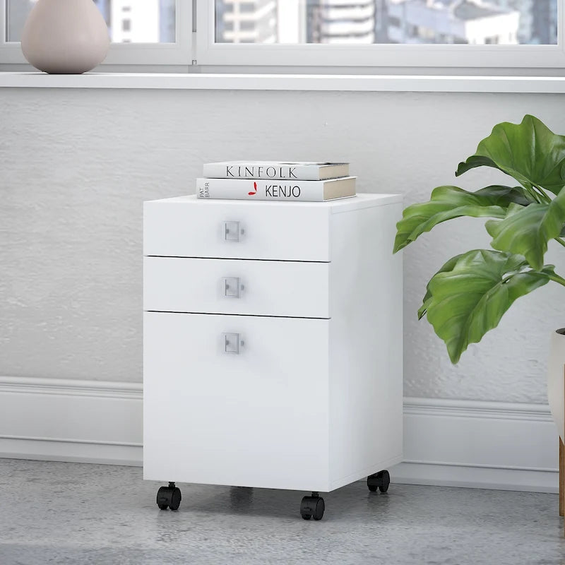 3-Drawer Mobile File Cabinet, Pure White