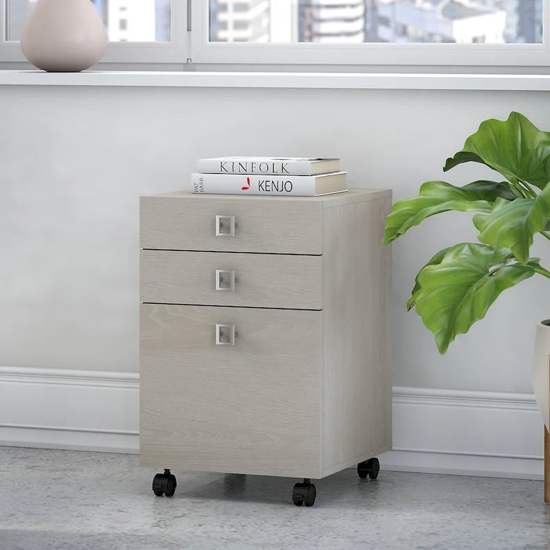 3-Drawer Mobile File Cabinet, Pure White