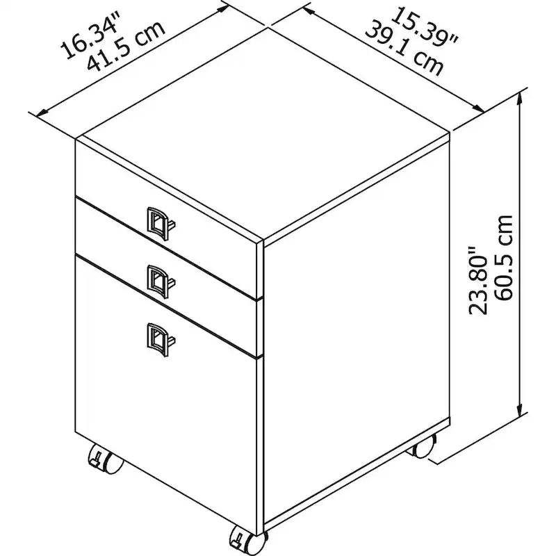 3-Drawer Mobile File Cabinet, Pure White