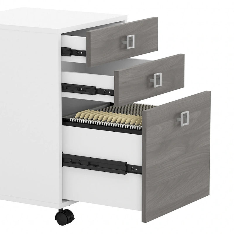 3-Drawer Mobile File Cabinet, Pure White