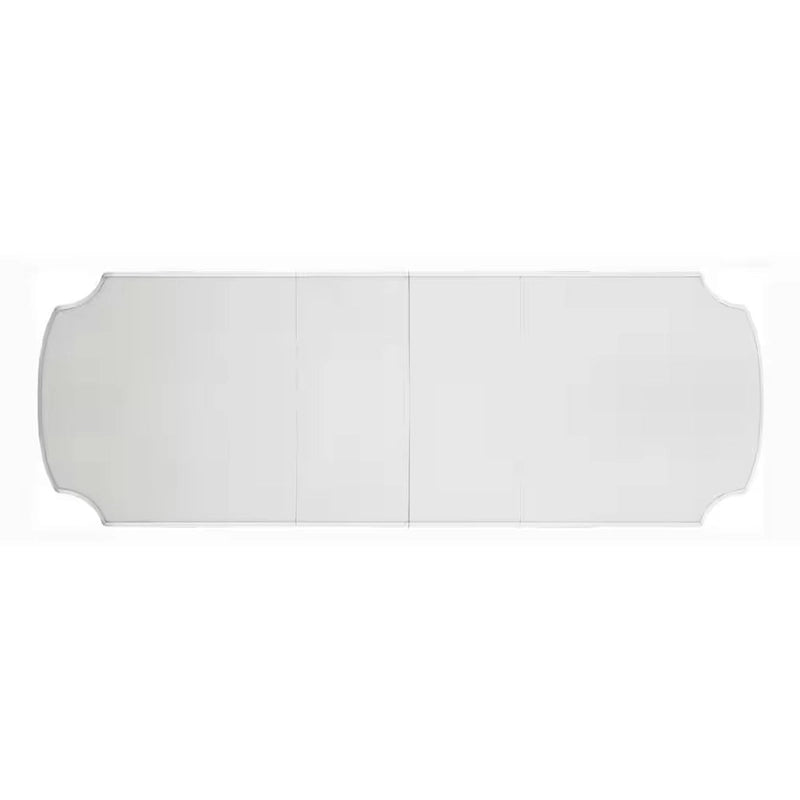 Table à manger extensible, double piédestal, 84-120 pouces, blanc perle antique