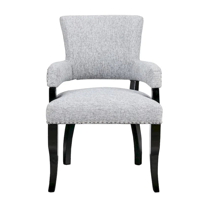 Chaise de salle à manger avec accoudoirs 1 pièce, chaises de salle à manger avec garniture cloutée argentée