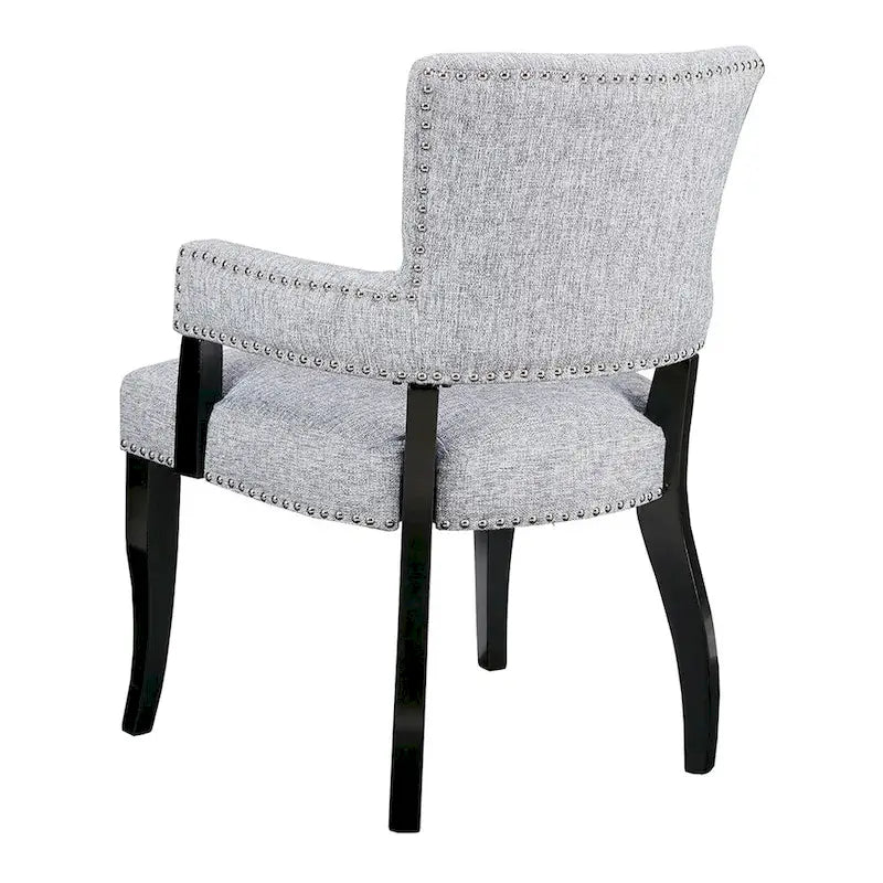 Chaise de salle à manger avec accoudoirs 1 pièce, chaises de salle à manger avec garniture cloutée argentée