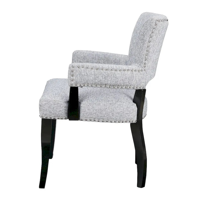 Chaise de salle à manger avec accoudoirs 1 pièce, chaises de salle à manger avec garniture cloutée argentée