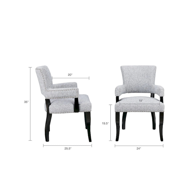 Chaise de salle à manger avec accoudoirs 1 pièce, chaises de salle à manger avec garniture cloutée argentée