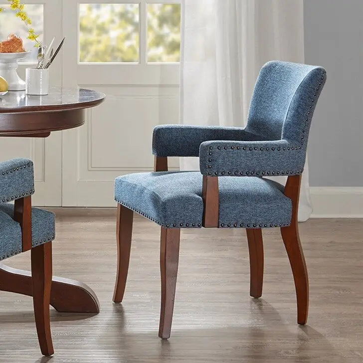 Chaise de salle à manger avec accoudoirs 1 pièce, chaises de salle à manger avec garniture cloutée argentée