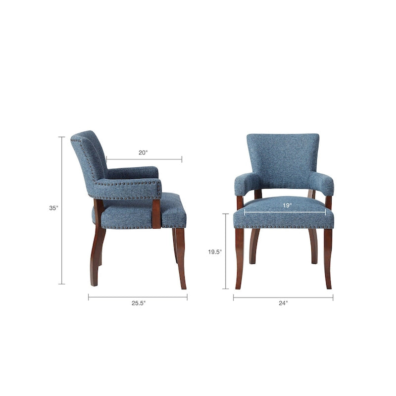 Chaise de salle à manger avec accoudoirs 1 pièce, chaises de salle à manger avec garniture cloutée argentée