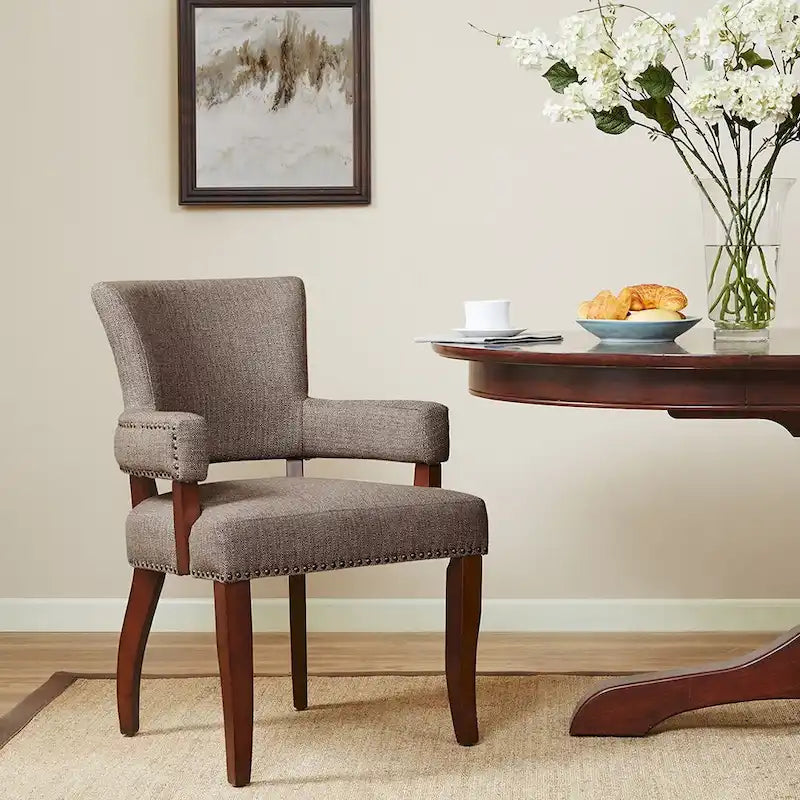 Chaise de salle à manger avec accoudoirs 1 pièce, chaises de salle à manger avec garniture cloutée argentée