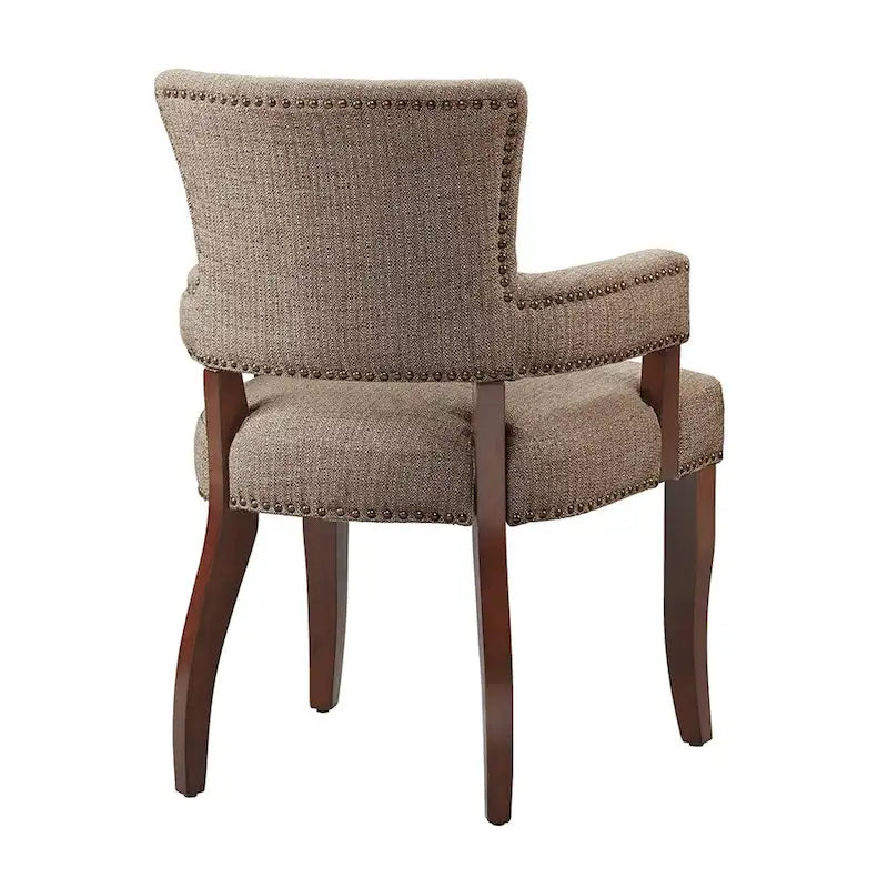 Chaise de salle à manger avec accoudoirs 1 pièce, chaises de salle à manger avec garniture cloutée argentée