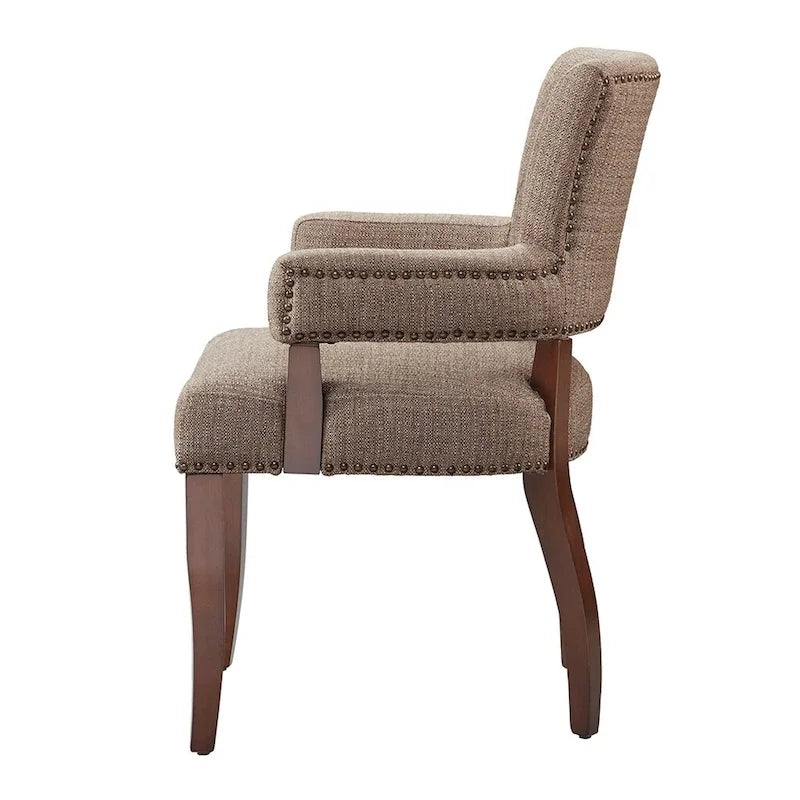 Chaise de salle à manger avec accoudoirs 1 pièce, chaises de salle à manger avec garniture cloutée argentée