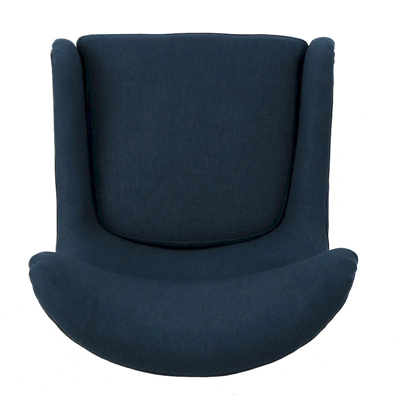Fauteuil d'appoint moderne 27" à haut dossier, bleu marine, avec pieds en bois de bouleau et dossier incurvé pour salon