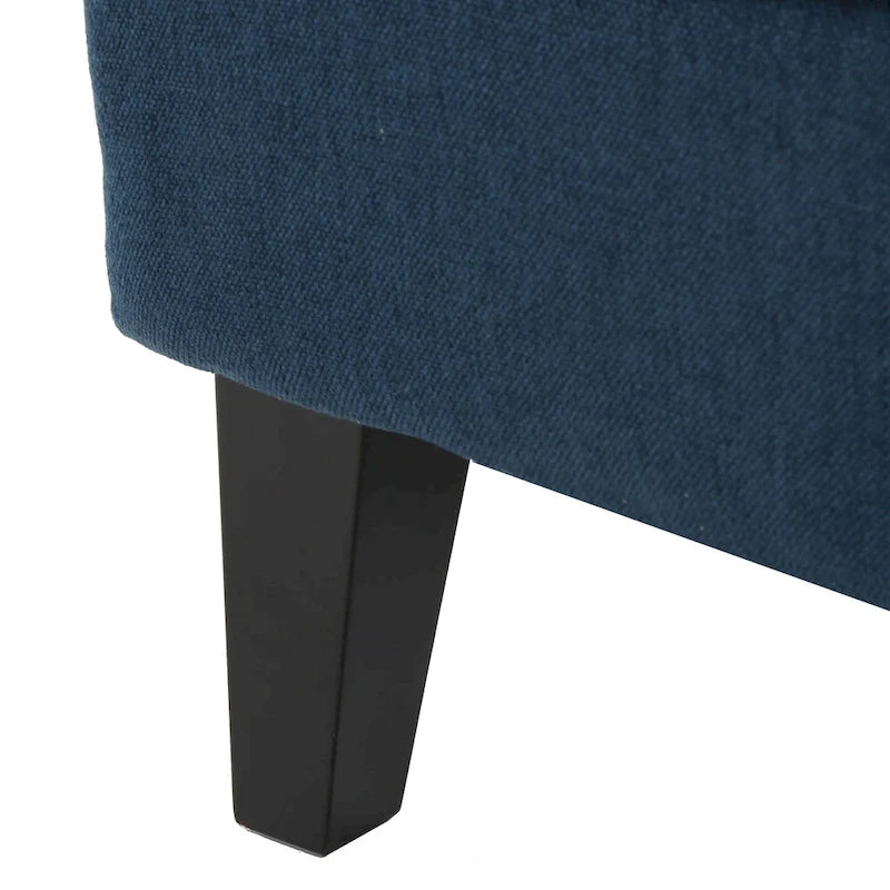 Fauteuil d'appoint moderne 27" à haut dossier, bleu marine, avec pieds en bois de bouleau et dossier incurvé pour salon