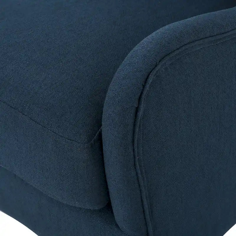 Fauteuil d'appoint moderne 27" à haut dossier, bleu marine, avec pieds en bois de bouleau et dossier incurvé pour salon