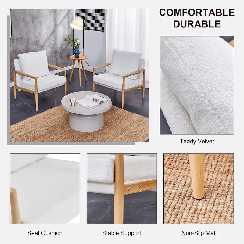Fauteuil rembourré blanc 28,74 avec structure en métal