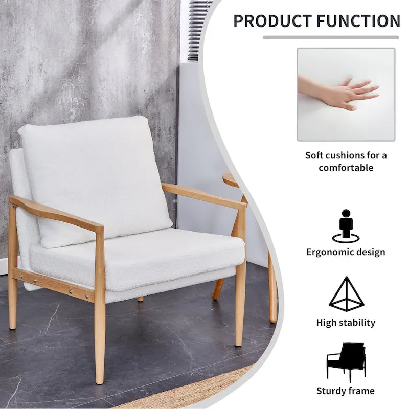 Fauteuil rembourré blanc 28,74 avec structure en métal