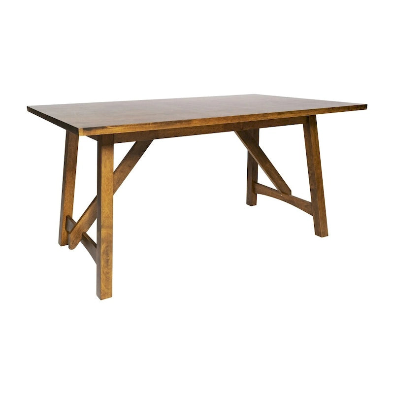 Table à manger en bois massif de qualité commerciale avec piètement tréteau