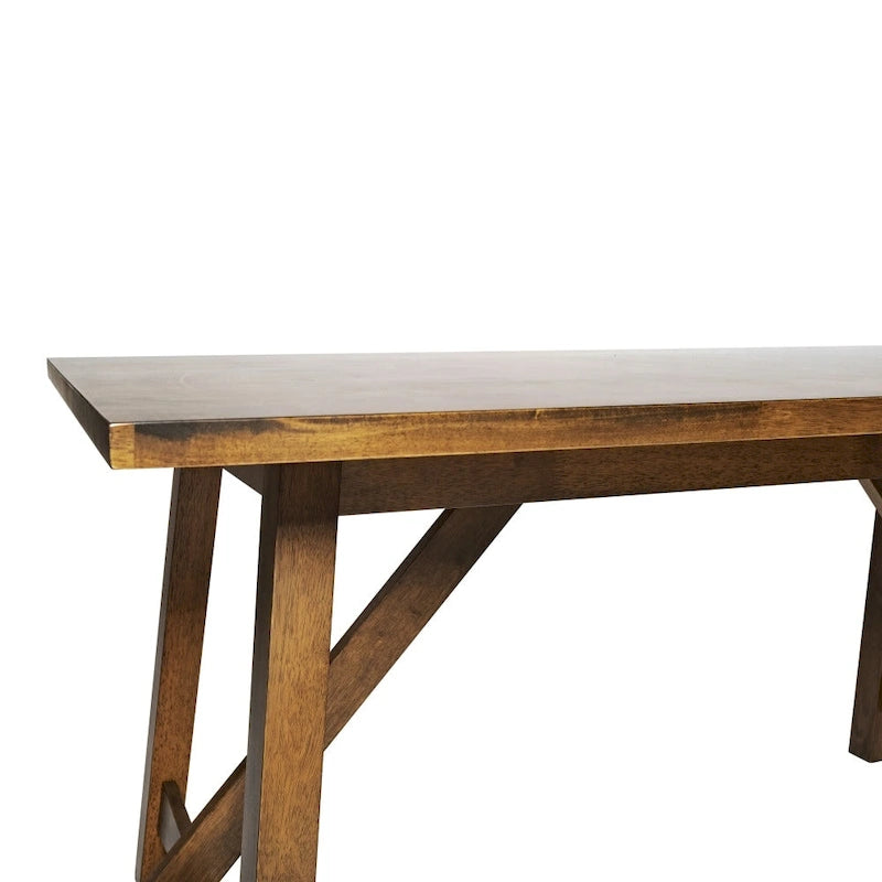 Table à manger en bois massif de qualité commerciale avec piètement tréteau