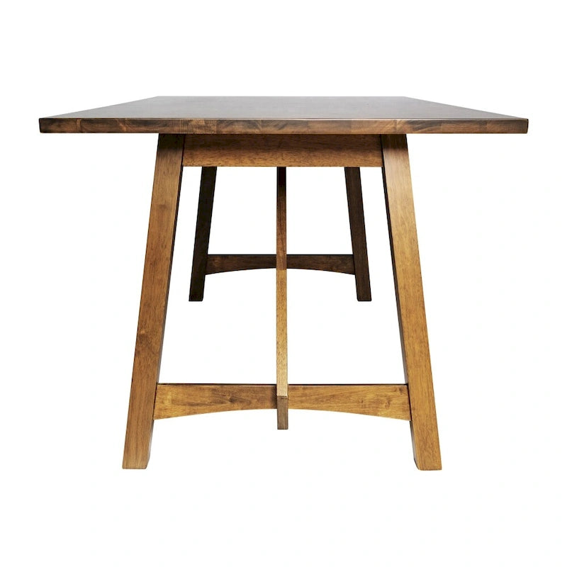 Table à manger en bois massif de qualité commerciale avec piètement tréteau