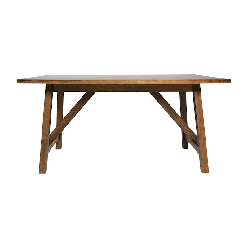 Table à manger en bois massif de qualité commerciale avec piètement tréteau