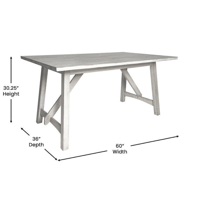 Table à manger en bois massif de qualité commerciale avec piètement tréteau