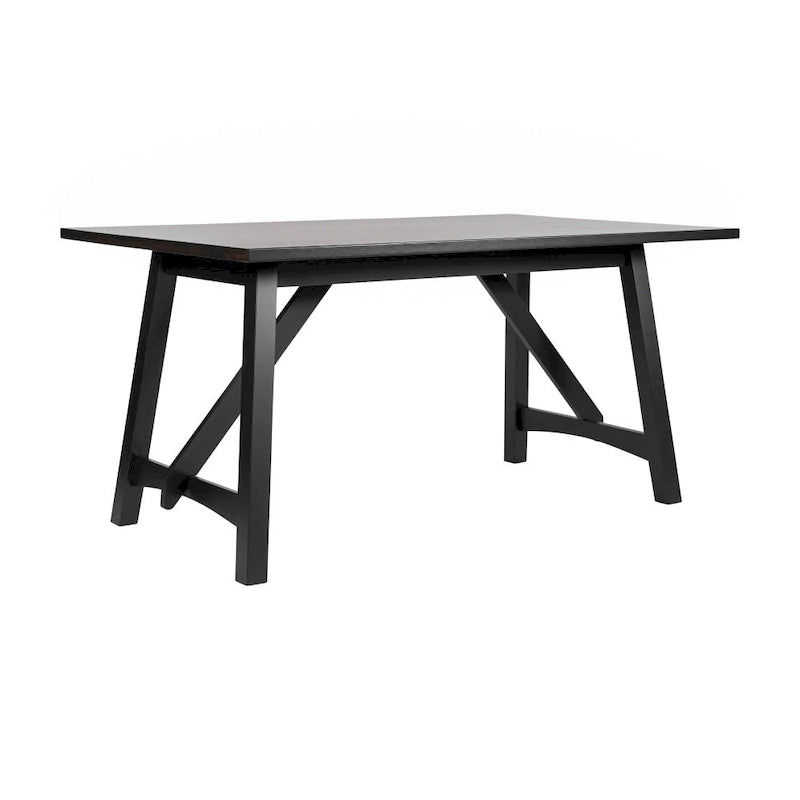 Table à manger en bois massif de qualité commerciale avec piètement tréteau