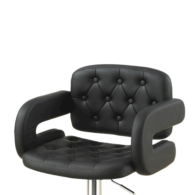 Tabouret de bar réglable en similicuir avec accoudoirs