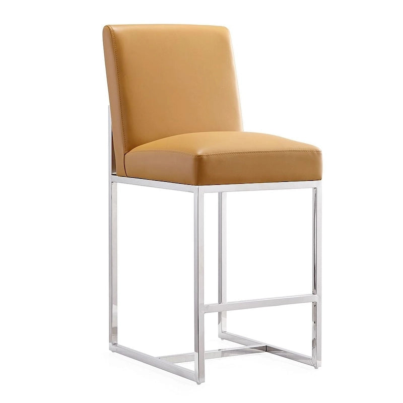 Chrome Stainless Steel Counter Height Bar Stool - 37.2 in.