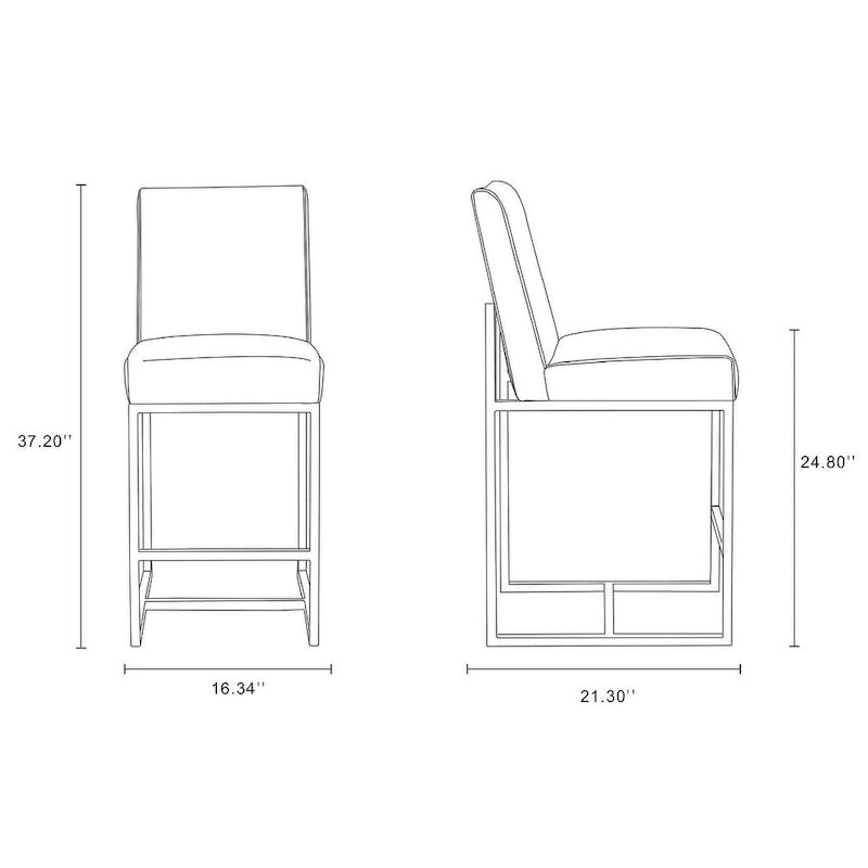 Chrome Stainless Steel Counter Height Bar Stool - 37.2 in.