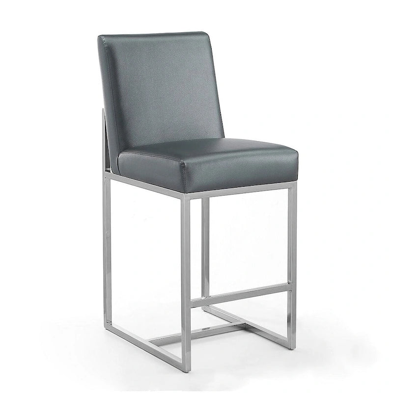 Chrome Stainless Steel Counter Height Bar Stool - 37.2 in.