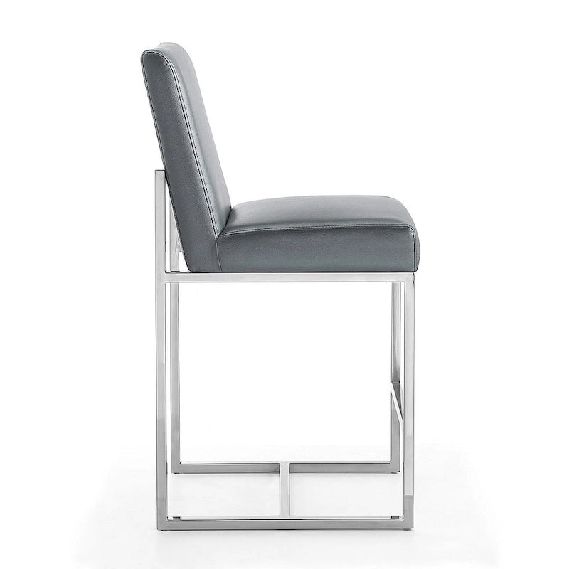 Chrome Stainless Steel Counter Height Bar Stool - 37.2 in.