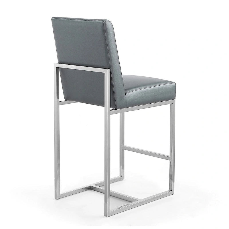 Chrome Stainless Steel Counter Height Bar Stool - 37.2 in.