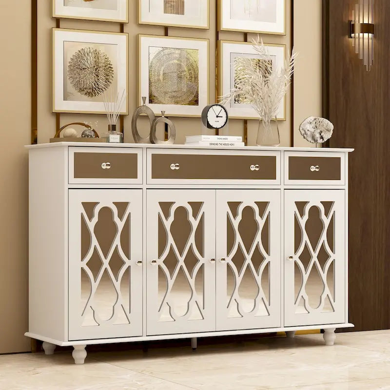 55.1 Armoire de rangement avec miroir Buffet d'appoint