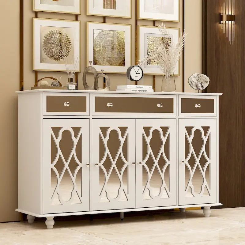 55.1 Armoire de rangement avec miroir Buffet d'appoint