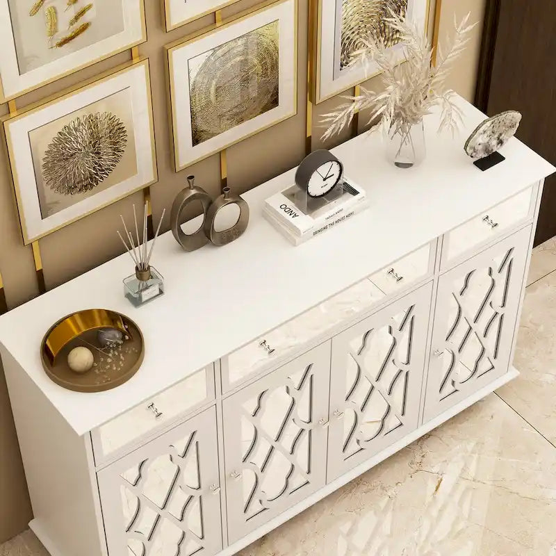 55.1 Armoire de rangement avec miroir Buffet d'appoint