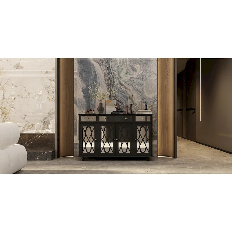 55.1 Armoire de rangement avec miroir Buffet d'appoint