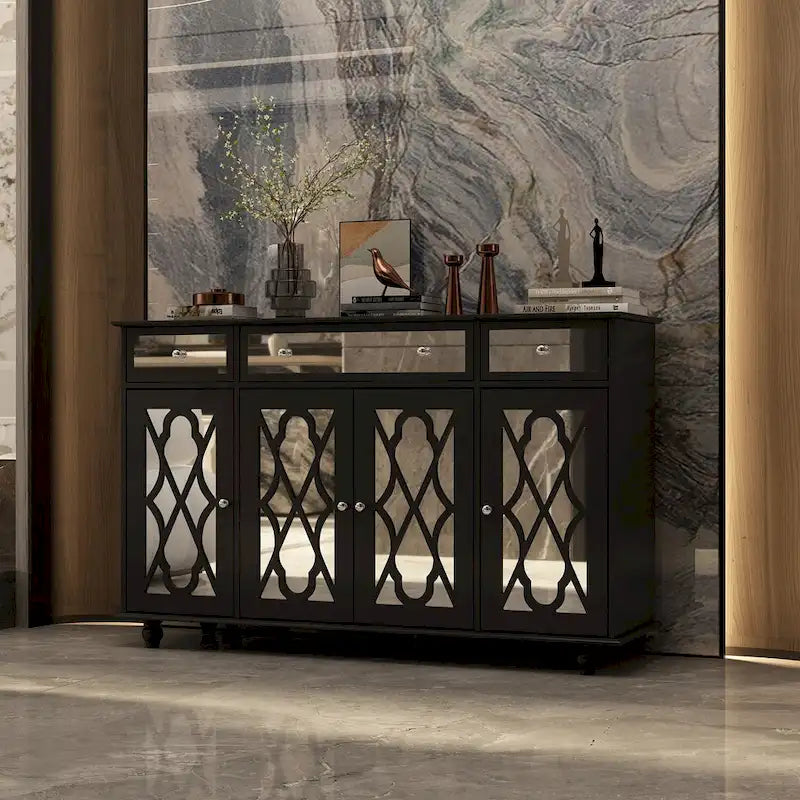 55.1 Armoire de rangement avec miroir Buffet d'appoint