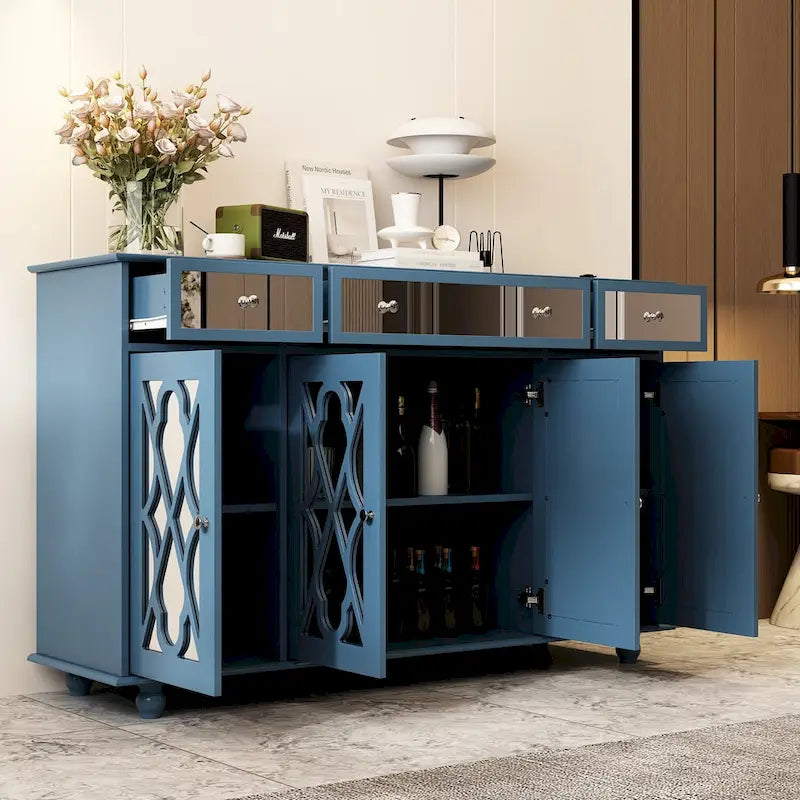55.1 Armoire de rangement avec miroir Buffet d'appoint