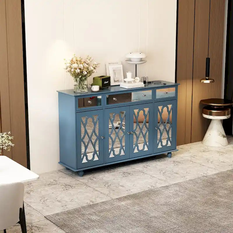 55.1 Armoire de rangement avec miroir Buffet d'appoint