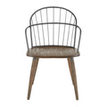 Chaise industrielle à dossier fuseau en noyer foncé et métal noir