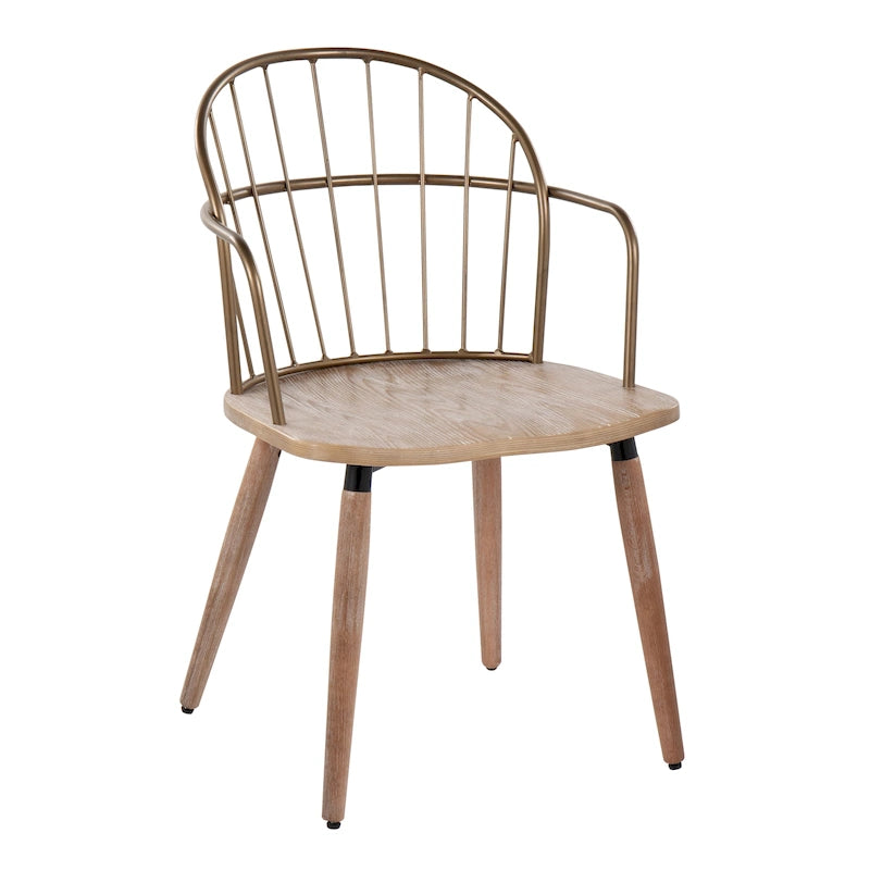 Chaise industrielle à dossier fuseau en noyer foncé et métal noir