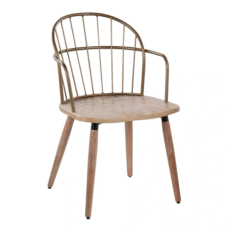 Chaise industrielle à dossier fuseau en noyer foncé et métal noir