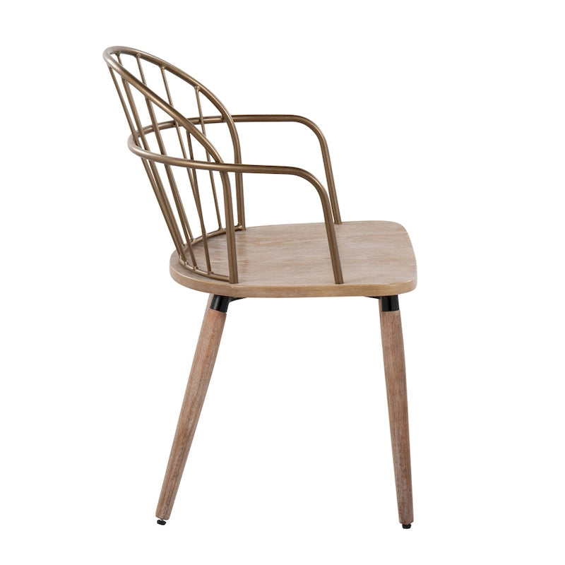 Chaise industrielle à dossier fuseau en noyer foncé et métal noir