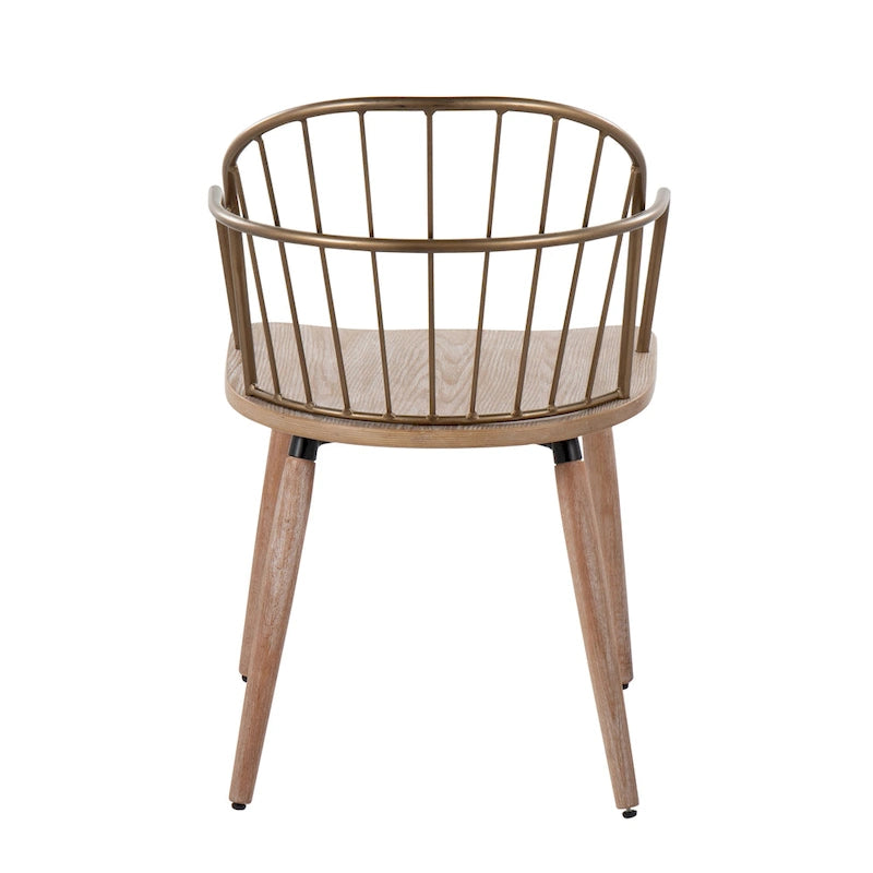 Chaise industrielle à dossier fuseau en noyer foncé et métal noir