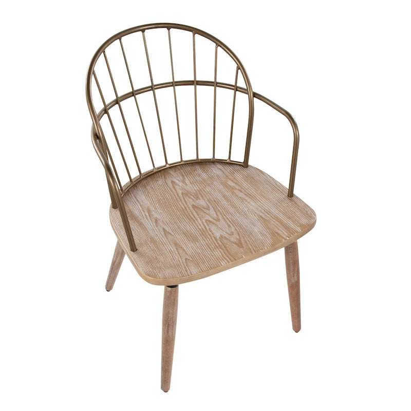 Chaise industrielle à dossier fuseau en noyer foncé et métal noir