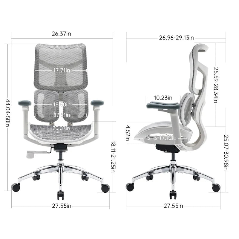 Chaise de bureau ergonomique en maille avec réglage de la profondeur d'assise - 74*70*127