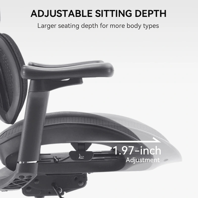 Chaise de bureau ergonomique en maille avec réglage de la profondeur d'assise - 74*70*127