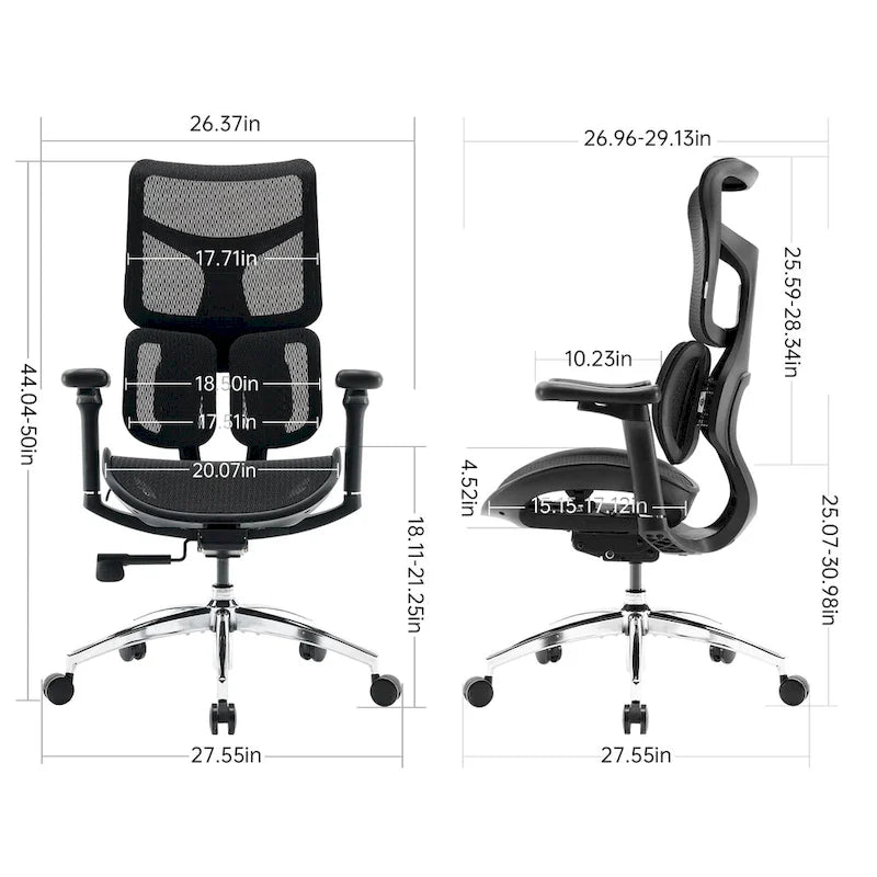 Chaise de bureau ergonomique en maille avec réglage de la profondeur d'assise - 74*70*127