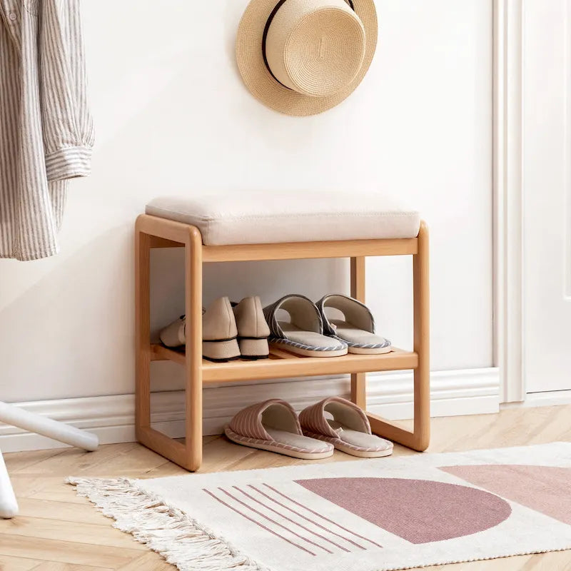 Banc à chaussures en bois massif naturel