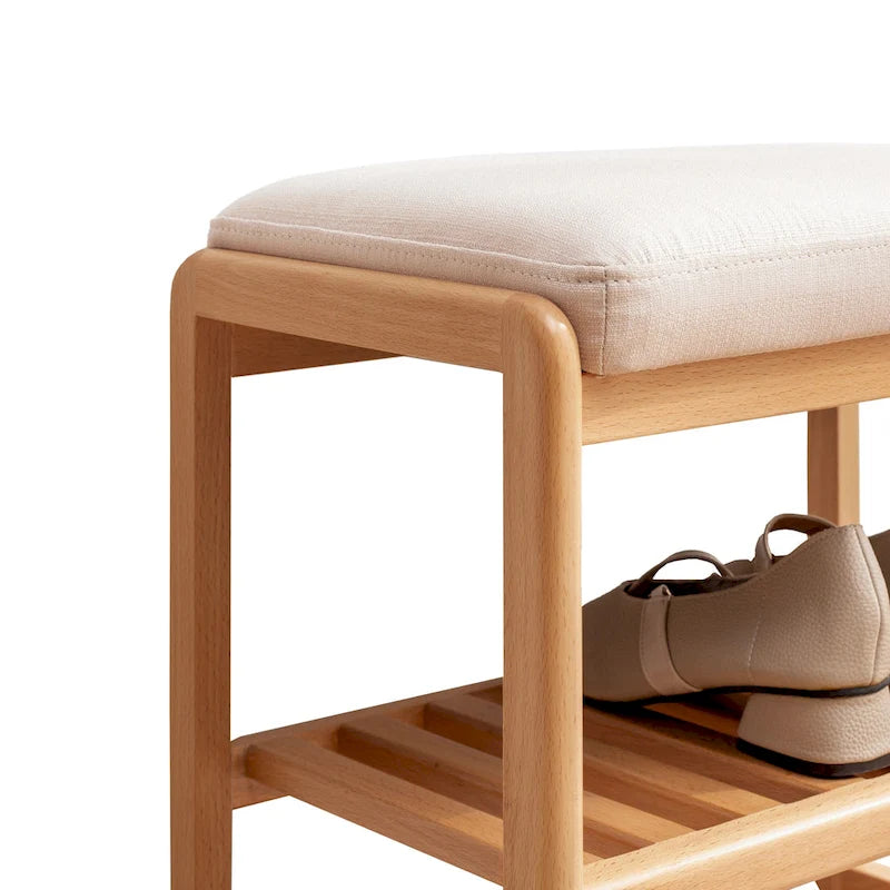 Banc à chaussures en bois massif naturel