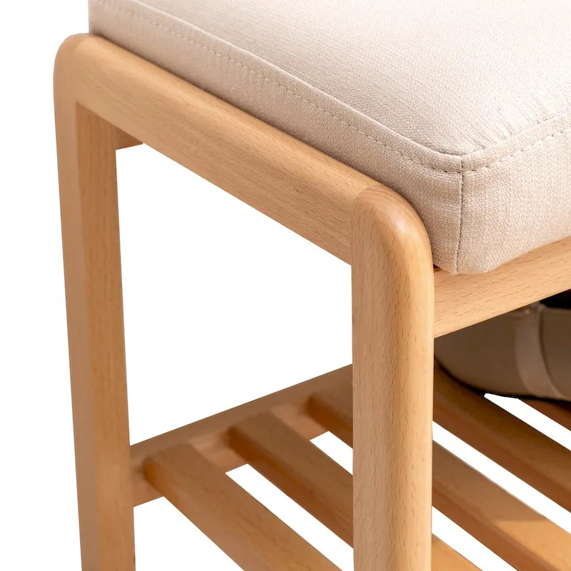Banc à chaussures en bois massif naturel